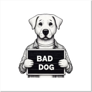 Illustrated Bad Dog Jail Mugshot Posters and Art